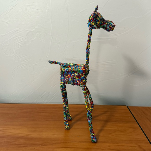 Other - Handcrafted Color Beaded Wire African Sculpture Decoration 13" H Unique Abstract